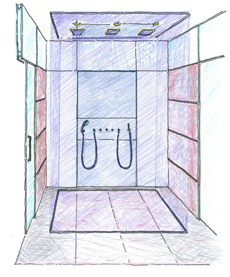 Der Duschbereich mit Luftschleier ­verhindert Wassertropfen auf den Wänden und so entfällt lästiges Abziehen.