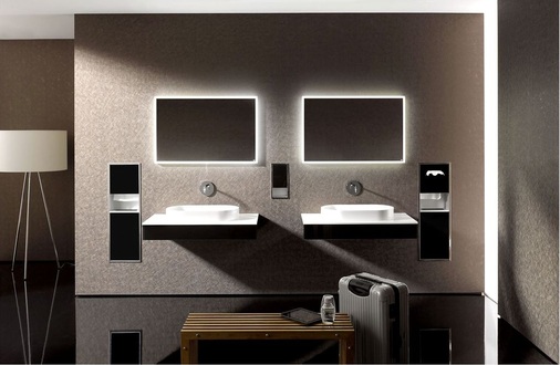 Viel Platz für zwei Personen zur Rush-Hour am frühen Morgen: Raumsystem Asis von Emco.