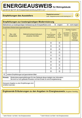 Die Modernisierungshinweise werden jetzt in den Energieausweis aufgenommen.