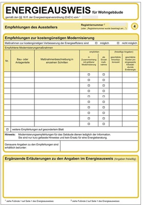 Die Modernisierungshinweise werden jetzt in den Energieausweis aufgenommen.