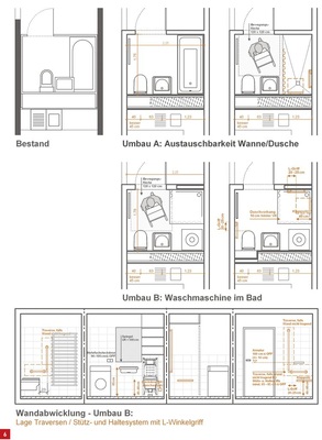 Prioritäten — Austauschbarkeit Wanne/Dusche oder das Aufstellen der Waschmaschine — sind im Hinblick auf die lang­fristige barrierefreie Nutzung bereits in der Konzeption festzulegen. - © Ulrike Rau
