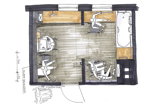 Barrierefreie Badplanung setzt Kenntnisse der einschlägigen Normen, der individuellen Bedürfnisse und der technischen Möglichkeiten voraus. Die Nutzbarkeit muss an die verschiedensten körperlichen Einschränkungen angepasst werden.