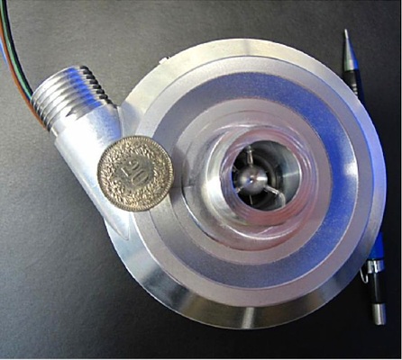 Turbokompressor für eine Niederhub-­Wärmepumpe, Heizleistung 10 bis 12 kW.