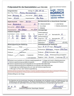 Durchgeführte Leitungskontrollen müssen protokolliert werden. Ein Prüfprotokoll-Formular steht unter www.sbz-online.de zum Download bereit.