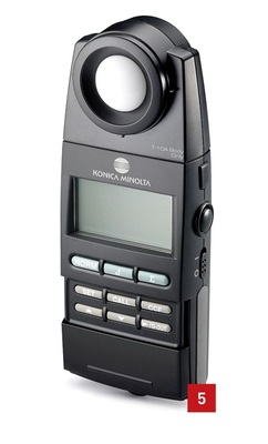 Beleuchtungsstärkemessgerät (Luxmeter) der Firma Minolta. Da der Mensch keine Beleuchtungsstärken (Lux) sehen kann, benötigen wir entsprechende Messgeräte.