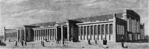 Die Maschinenhalle I gehörte zu den repräsentativsten Gebäuden auf der IBA. - © Zeitschrift Bauen und Wohnen, Leipzig 1913.
