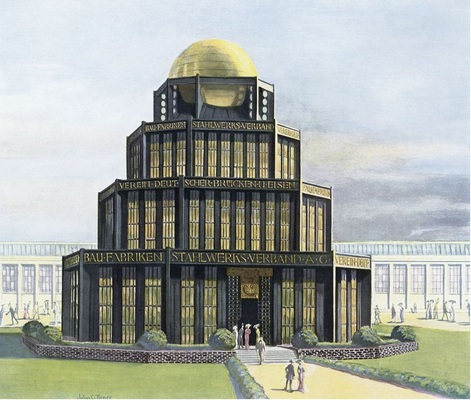 Das imposante ­Bauwerk „Monument des Eisens“, und die Maschinenhalle I im Hintergrund.