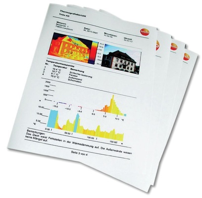 Thermografie-Berichte sollten neben Thermogrammen, Digitalfotos, Messwerttabellen oder Bildkommentaren auch Projekt-, Objekt- und Messgerätedaten sowie Aufnahmestandpunkte und Blickrichtungen enthalten. - © Testo
