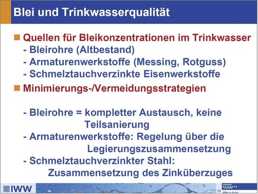 Klare Vorgaben: Die strengen Grenzwerte für den Bleigehalt im Trinkwasser lassen sich nur durch rigorose Maßnahmen erfüllen.