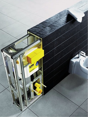 Vorwandelemente zur Montage wandhängender Sanitärobjekte erlauben eine direkte Beplankung der Elemente.