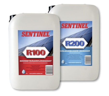 Gebrauchsfertige Reiniger- und Wärmeträgerflüssigkeit gibt es zum Beispiel bei Sentinel Deutschland in verschiedenen Gebindegrößen (www.sentinel-solutions.de)