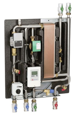 Schutz vor Verbrühungsgefahr: Beim Prinzip der Durchfluss-Trinkwassererwärmung mit der Frischwarmwasserstation TacoTherm Fresh sorgt die elektronische Regelung zusammen mit einer drehzahlgeregelten Umwälzpumpe für eine konstante und gradgenaue Entnahmetemperatur.