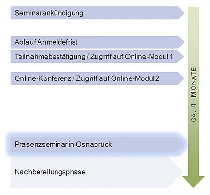 Verlauf des Blended-Learning-Angebots zu Brennstoffzellen-Heizgeräten für Handwerker und Lehrkräfte.