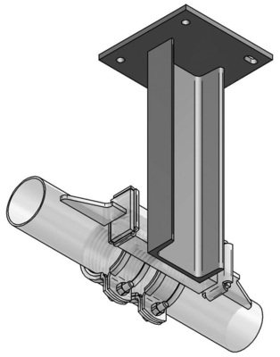 Ein Festpunkt fixiert die Rohrleitung an einem Punkt und muss hohe Lasten aufnehmen können. Die Verbindung zum Bauwerk erfolgt in der Regel über eine angeschweißte Festpunktkonsole.