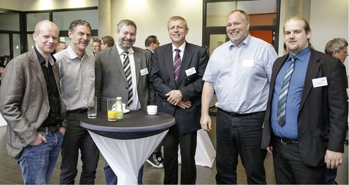 Technische Referenten der SHK-Verbandsorganisation (v.l.): Marius Miehe (NRW), Klaus Rüttiger (Bayern), Carsten Metelmann (Hessen), Markus Schimke (Hamburg), Jörg Knapp (Baden-Württemberg) sowie Christian Wolf (ZVSHK).