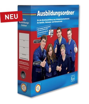 Zeitgemäß: Der SHK-Ausbildungsordner ­ersetzt die traditionellen Berichtshefte und dient als Ordnungsinstrument für ­alle Belange rund um die Ausbildung.