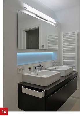 Variation der Farbe in der Nische unter dem Spiegel durch ein entsprechendes ­RGB-Band.