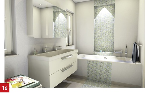 Visualisierung des neuen Bades anhand eines Panorama-Bildes mit Palette CAD.