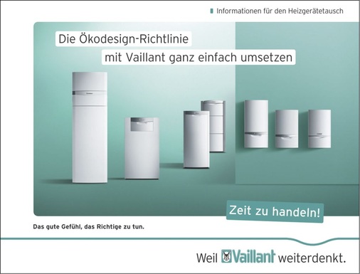 Vaillant hat einen Folder erstellt, in dem die möglichen Alternativen im Gerätetausch gemäß den Bedingungen der Ökodesign-Richtlinie beschrieben werden.