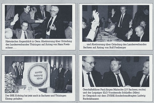 Vorreiter: Bereits am 16. Januar 1990 wurden die SHK-Landesfachverbände Thüringen und Sachsen gegründet, wie dieser Originalauszug aus der SBZ-Ausgabe 3 des Jahres 1990 belegt.