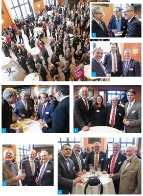 1 Branchentalk (v.l.): ZVSHK-Präsident Manfred Stather, Johannes M. Börner (Börner & Co) und Kurt Baumgärtner (Gienger KG).2 Bestellaufnahme (v.l.): OberWolf Bernhard Steppe, Landesinnungsmeister Hilpert und Volker Mauel (Reflex).3 Fachgespräche (v.l.): Erich Schulz jun. (stv. LIM), Ehrenlandes-Innungsmeister Werner Obermeier, Heinz Wippich (GC-Gruppe) und Dr. Christian Küchen (IWO).4 Geschäftspartner (v.l.): Wilhelm Schuster (R+F), Diana Kraus (Vaillant), Mister Oventrop Georg Rump und Dr. Marc Andree Groos (Vaillant).5 Netzwerker (v.l.): Franz Reisbeck (Frappanti Consult), Dr. Hans B. Klein (FV Baden-Württemberg und SBZ-Verleger Erwin Fidelis Reisch.

6 „Norddeutschland-Connection” (v.l.): Markus Sironi (Strobel Verlag), Schleswig-Holsteins LIM Eckhart Dencker, Norbert Borgmann (ZV-Vorstand), Fritz Schellhorn (LIM Hamburg) und Karl-Josef Heinemann (FV Bayern).