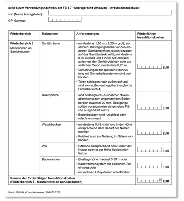 Der Förderbaustein 5 Sanitär regelt die Anforderungen und Abrechnungsbedingungen für den Badumbau.