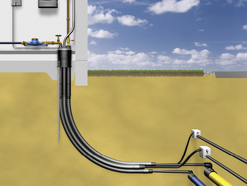
Über die zum System passenden Leerrohre ist die Verlegung der Rohre und Kabel jederzeit ausführungsfreundlich möglich.
