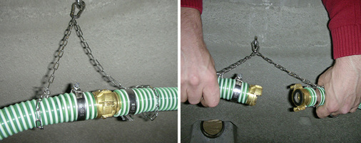 <p>
</p>

<p>
Flexibler Druckschlauch in der Zisterne mit Schnellkupplung, die für die Frostsicherheit mit einem Handgriff getrennt werden kann.
</p> - © Bild: Mall


