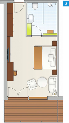 
Typischer Hotelbad-Grundriss.
