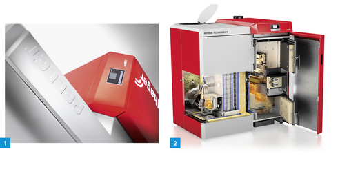 
1 Die zweite Generation des Pelletkessels Biowin 2 von Windhager zeichne sich durch schadstoffarme Verbrennung sowie durch geringen Platzbedarf aus.



2 Ein Kessel, zwei Brennstoffarten: Dank der neuen Hybridtechnologie des Duowin lassen sich die Vorteile von Scheitholz und Pellets miteinander kombinieren.
