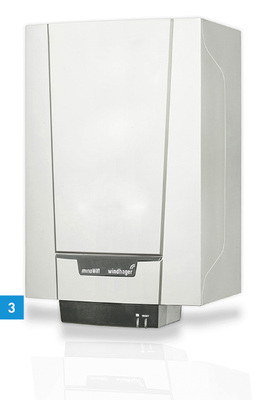 
3 Eine optimale Lösung für beengte Platzverhältnisse bietet der neue Windhager-Brennwertkessel Minowin mit seinen geringen Abmessungen.
