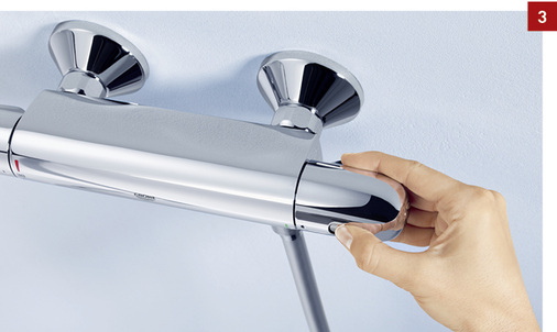 
3 Das Basis-Sortiment mit funktionalen Thermostaten: Funktionserweiterungen bei Grohtherm 1000.
