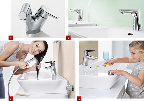 
1 Hybrid-Technologie: Bei der neuen Hansasignatur kann der Wasserfluss auch berührungslos ausgelöst werden.



2 Nun intelligente berührungslose Varianten passend zu den Serien Hansaloft, Hansaligna (Bild) und Hansastela.



3 Zwischen Waschtisch und WC an der Wand angebracht: praktische Zusatzfunktionen am Waschtisch mit Bidetta-Handbrause.



4 Kinderleichte (Fern-)Bedienung: mit der am Waschtisch frei positionierbaren Tiptronik-Flex-Drucktaste.
