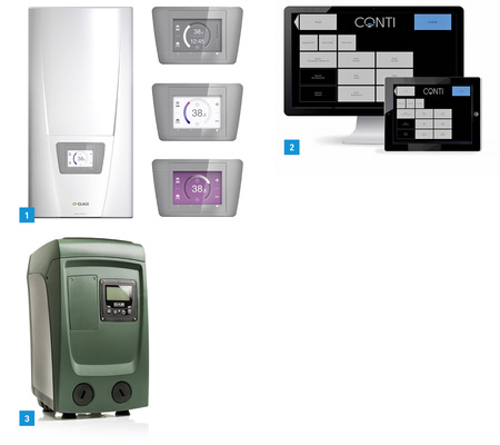 <p>
1 Beim neuen E-Durchlauferhitzer DSX Touch von Clage lassen sich über das frontbündig integrierte Touchdisplay mehrere individuelle Temperaturprofile festlegen und Sparziele definieren.
</p>

<p>
2 Die Vorgänge des Conbus-CNX Wasser- Management Systems von Conti werden über ein im Lieferumfang enthaltenes Tablet gesteuert.
</p>

<p>
3 E-sybox Mini von DAB Pumpen ist ein System zur Wasserdruckerhöhung in Häusern, das horizontal oder vertikal installiert werden kann.
</p>