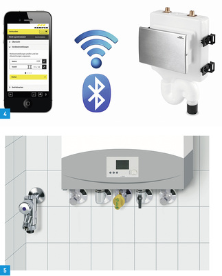 <p>
4 Die Kemper KHS-HS2-Hygienespülung wird als eigenständige Spüleinrichtung über die HS2 App parametriert und bedient.
</p>

<p>
5 Kemper Wohnungs-BA zum Nachfüllen einer Therme im Bad.
</p>