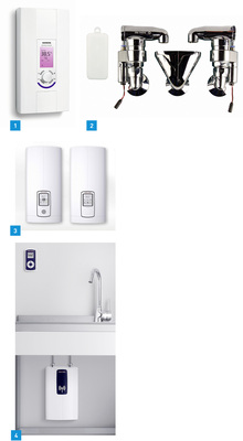 
1 Der neue Siemens Durchlauferhitzer electronic exclusiv ist mit integriertem AquaStop ausgestattet. 



2 Der Sepp Safe Spül-Nachrüstsatz von Seppelfricke passt an jeden Rohrbelüfter-Anschluss der Bauform E in der Nennweite DN 15.



3 Über WLAN verbunden mit dem heimischen Netzwerk, bietet der neue Stiebel Eltron Durchlauferhitzer DHE Connect neue Komfortfunktionen.



4 Mit einer Einbautiefe von unter zehn Zentimetern lässt der DCE von Stiebel Eltron unter der Küchenspüle viel Platz für Mülleimer und Reinigungsmittel.
