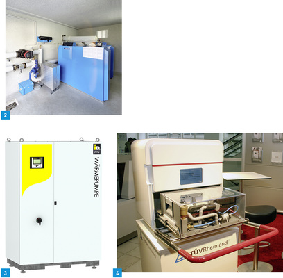 
2 Der Bedarf an Sonderbauten für vorgefertigte Heizanlagen nimmt immer mehr zu. Heizkurier bedient diesen Markt mit Anlagen nach besonderen Wünschen.



3 Die Terra Max Großwärmepumpen decken als Kaskade Wärmeleistungen bis zu 700 kW ab und benötigen dabei nur eine geringe Aufstellungsfläche.



4 Ein Öl-Brennwertgerät mit 1,5 bis 13 kW hat IWO vorgestellt. Ölrelevante Komponenten sind in der Wechselkassette (im Foto transparent) untergebracht.
