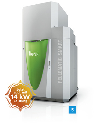 
5 Das Kompaktgerät Pellematic Smart ist ab Mai auch mit einer Leistung von 14 kW erhältlich und kann damit in fast jedem Sanierungsfall ein-gesetzt werden.
