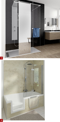 
1 1, 2 oder 3? Bei der neuen Walk In Pro Concept von HSK hat der Kunde die Wahl bei der Aufteilung.



2 Duschen oder Baden? Die Bade- und Duschwanne Dobla macht die Entscheidung schwer.
