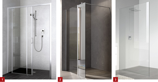 
1 Update: Die bodenfreien Gleittüren der Serie Liga von Kermi stellen eine raumsparende Duschlösung dar.



2 Offener Duschbereich und Renovierungslösung „Dusche statt Badewanne“: die zweigeteilte Walk-In XB mit Spiegelglas auf bodenebenem Duschplatz Line E70.



3 Viel weniger geht nicht, die Glasscheibe wird bei der Koralle-Walk-in-Lösung unsichtbar in Wand und Boden befestigt.
