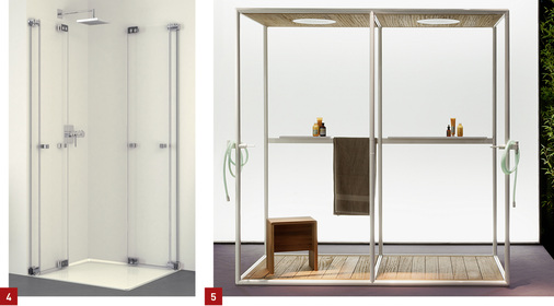 
4 Die neue Falttürserie Koralle S808 ist die Lösung für generationengerechte Bäder, die auf kleinen Grundrissen realisiert werden sollen.



5 Die offene Outdoor-Duschkabine von Kos macht nicht nur im Garten eine gute Figur.
