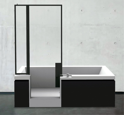 
Das kleine Schwarze fürs Bad: die begehbare Kombiwanne Pret à Porter aus Sanitäracryl von Teuco.
