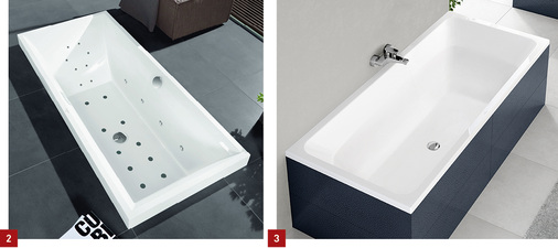 
2 Neues Konzept bei Whirlpool-Systemen – Whirlpools 2.0 bei Villeroy & Boch.



3 Für die Einstiegskollektion Avento gibt es vier Acryl-Badewannen.
