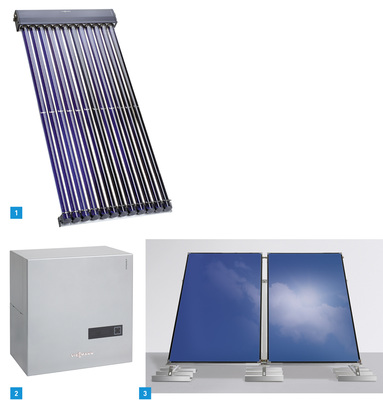 
1 Bei verschiedenen Viessmann-Kollektoren wie dem Vitosol 300-F sorgt künftig eine Beschichtung mit temperaturabhängigen Eigenschaften gegen Überhitzung.



2 Der Stromspeicher Typ LAA von Viessmann erhöht nicht nur bei PV-Anlagen den Eigenstromverbrauch, sondern auch bei Mikro-KWK-Anlagen. 



3 Besonderes Merkmal der K5 und K6 Sonnenkollektoren von Weishaupt ist die flache Bauweise. Auf Wunsch gibt es eine wasserabweisende Beschichtung.
