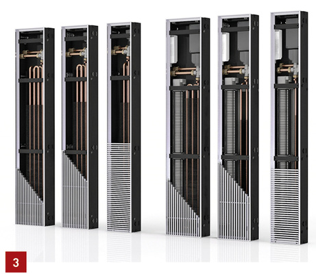 
3 Eine optimierte Reihe Bodenkonvektoren, die bei gleichbleibendem Leistungsniveau deutlich schmaler als die Vorgänger sind, stellte Emco Klima vor. 
