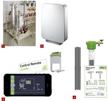 
1 Die Entsalzungsanlage Orben Inline Kombi 62 dient zur nachträglichen Heizungswasser-Aufbereitung bei laufendem Betrieb über einen Bypass.



2 Durch schlichtes Design zeichnet sich der Aufputz-Verteilerschrank Regubox Exklusiv von Oventrop für Wohnungsstationen oder Verteiler aus.



3 Ab Herbst ermöglicht Reflex Control den Ferneingriff bei Druckhaltestationen, Nachspeisesystemen und der Entgasungstechnik von Reflex.



4 Mit der Reflex Fillsoft und Fillsoft Zero lässt sich Heizungswasser enthärten oder entsalzen. Die Armatur ist für beide Arten von Patronen geeignet.
