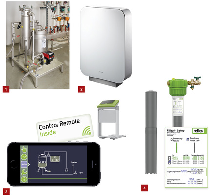 <p>
1 Die Entsalzungsanlage Orben Inline Kombi 62 dient zur nachträglichen Heizungswasser-Aufbereitung bei laufendem Betrieb über einen Bypass.
</p>

<p>
2 Durch schlichtes Design zeichnet sich der Aufputz-Verteilerschrank Regubox Exklusiv von Oventrop für Wohnungsstationen oder Verteiler aus.
</p>

<p>
3 Ab Herbst ermöglicht Reflex Control den Ferneingriff bei Druckhaltestationen, Nachspeisesystemen und der Entgasungstechnik von Reflex.
</p>

<p>
4 Mit der Reflex Fillsoft und Fillsoft Zero lässt sich Heizungswasser enthärten oder entsalzen. Die Armatur ist für beide Arten von Patronen geeignet.
</p>