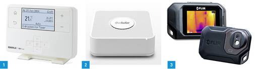 
1 Temperaturregler der Serie Mistat RF von Eberle Controls mit funkbasierter Kommunikation sind nun auch über das Internet bedienbar. 



2 Auf dem Stand von Enocean gab es Lösungen von verschiedenen Herstellern zu sehen. Ein Beispiel ist der Homeserver Wibutler, der Produkte verschiedener Hersteller vernetzt.



3 Die Wärmebildkamera Flir C2 hat eine Größe von nur 125 × 80 × 24 mm und passt damit auch in die Hemdtasche. Sie soll für 699 Euro (zzgl. MwSt.) zu haben sein.
