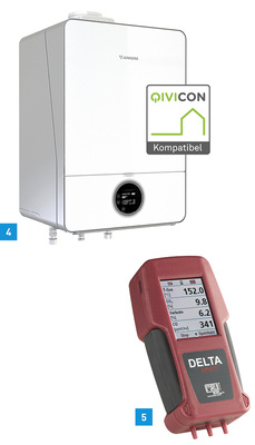 <p>
4 Junkers wurde Partner der Smart-Home-Plattform Qivicon, die eine Vielzahl unterschiedlicher Smart-Home-Geräte auf einer technischen Plattform vereinigen soll.
</p>

<p>
5 Das Deltasmart von MRU für Abgasmessungen ist sehr kompakt und verträgt aufgrund des Gehäuses in glasfaserverstärktem Kunststoff auch robuste Handhabung. 
</p>