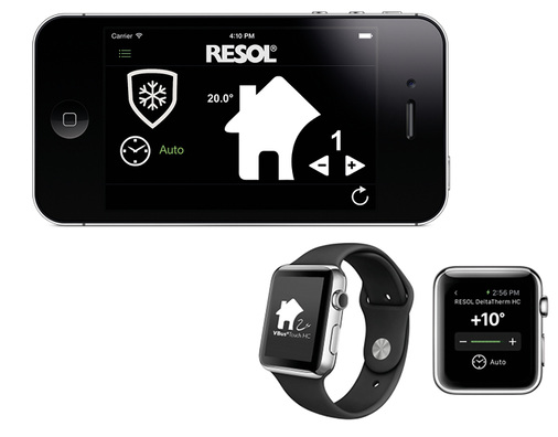 <p>
Der Regler Resol Deltatherm HC mini lässt sich künftig auch per Vbustouch HC über Tablet, Smartphone und Apple Watch von der Ferne aus steuern und überwachen.
</p>
